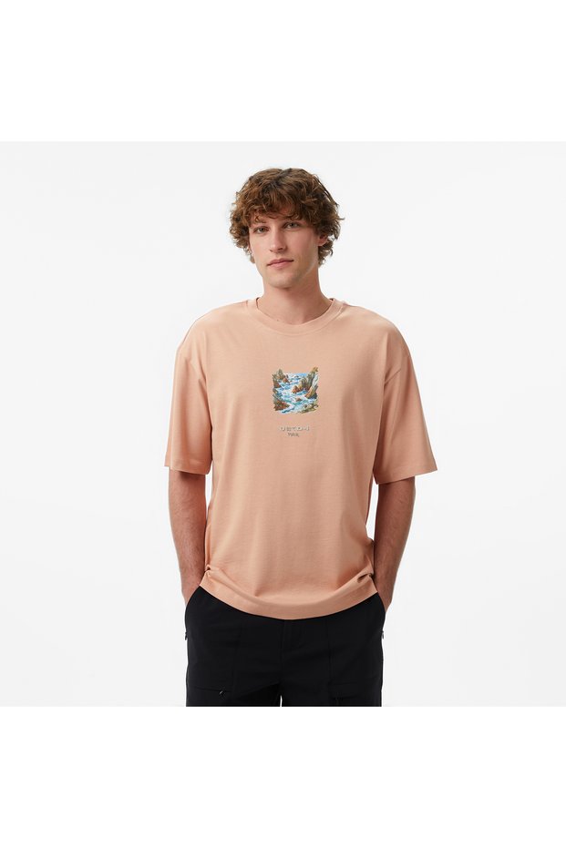 United4 Regular Fit Men's Beige T-Shirt