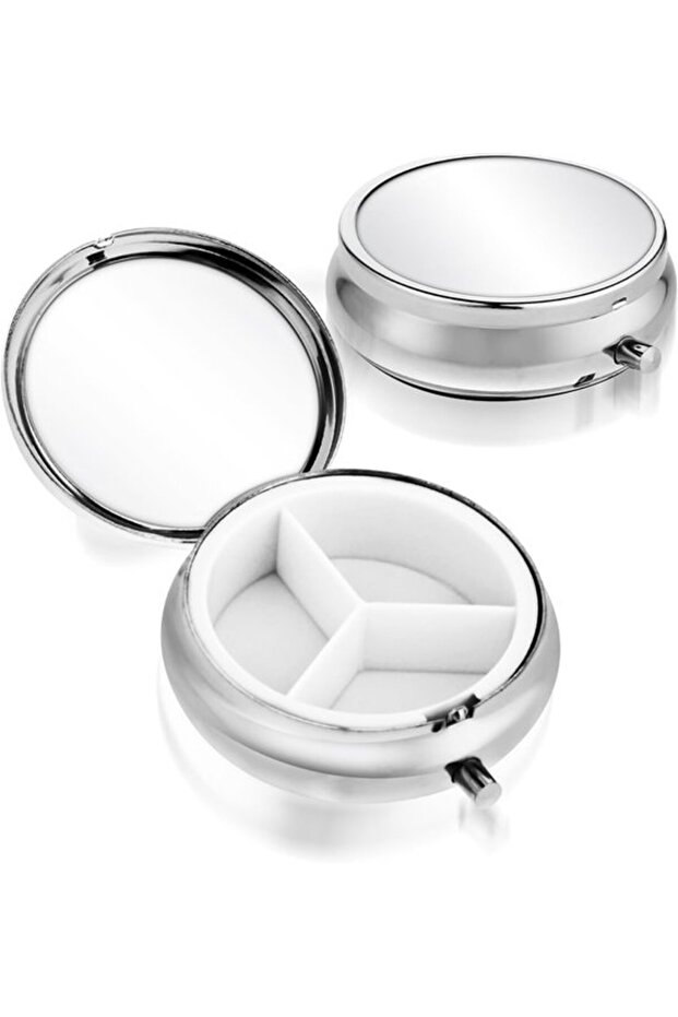 2 Pieces Portable Medicine Pill Case 3 Compartments Multifunctional Moisture Proof for Wallet Pocket Cute Metal Organizer Box Vitamins Fish Oil