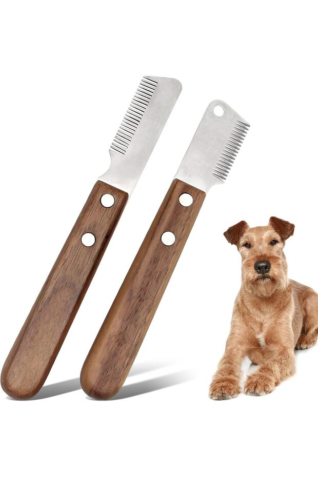 2-piece stainless steel pet hair trimmer set, pet grooming tools, dog hair care products, and a universal scratching comb for cats and dogs.