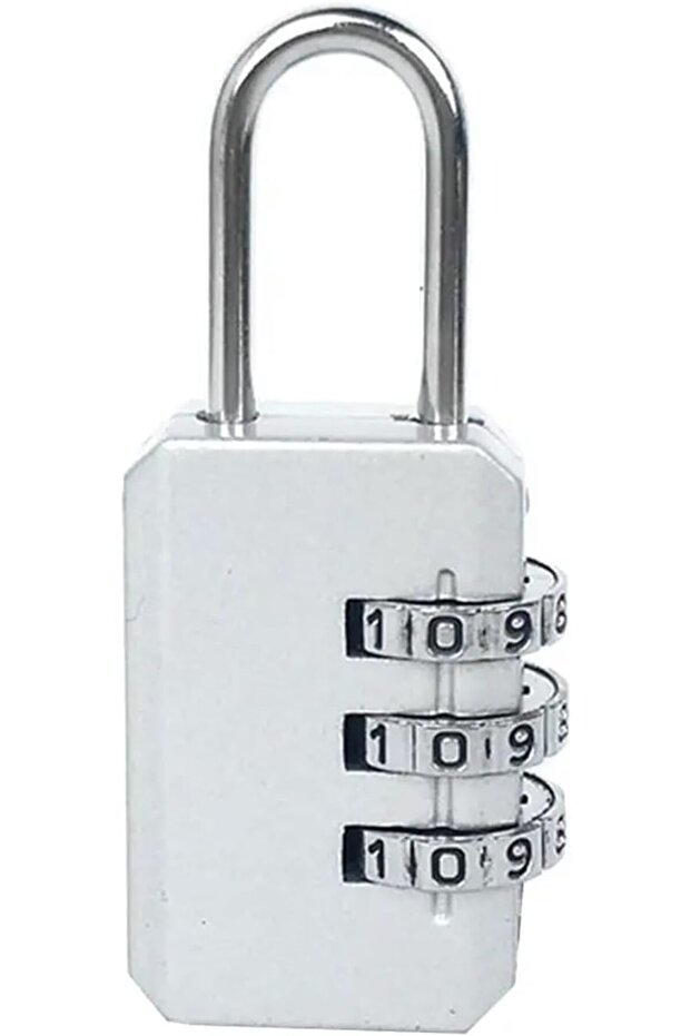 (Silver) Backpack Zipper Combination Lock Padlock