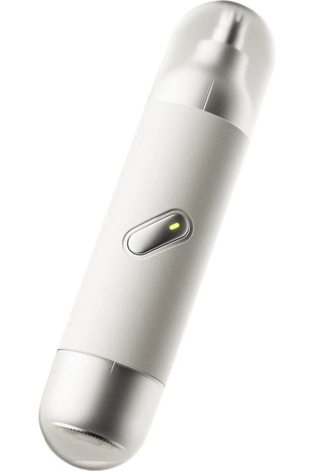 Electric nose hair trimmer and face trimmer, 2-in-1, IPX7 waterproof, mini travel shaver with LED light, Type-C charger.