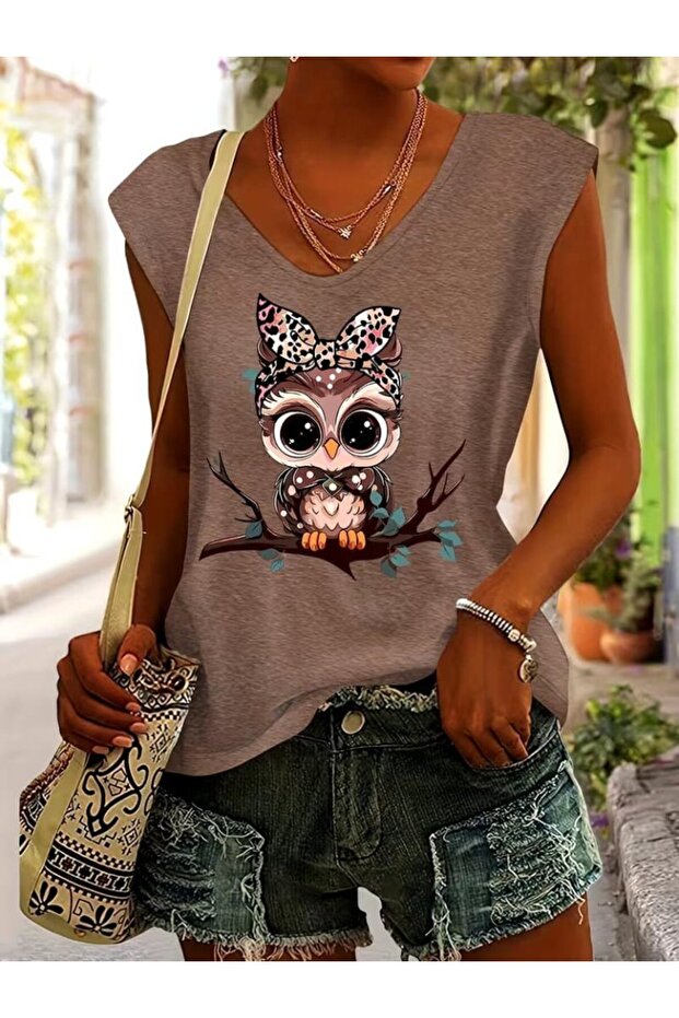 Women's Short Sleeve V-Neck Patterned Viscose Blouse