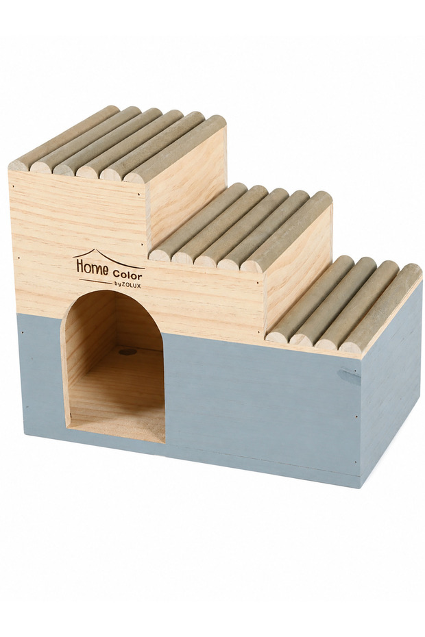 Home Color Wooden House With Round Timbers Grey, Large