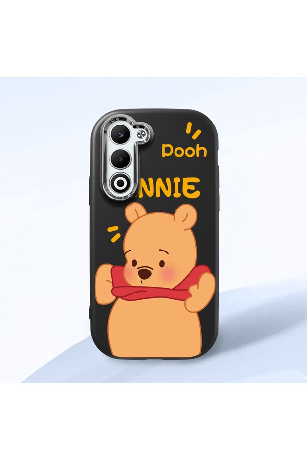 Oppo A5 Compatible Case Camera Protective Black Silicone Couple Phone Case with Bear Pattern