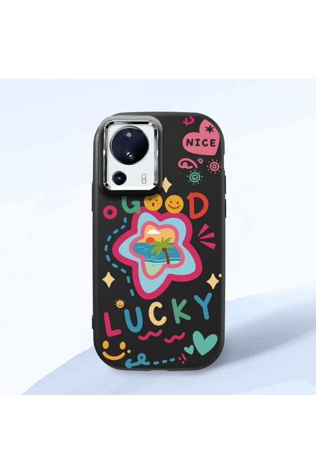 Mi 13 Lite Compatible Case Camera Protector Black Silicone Couple Phone Case Heart Pattern