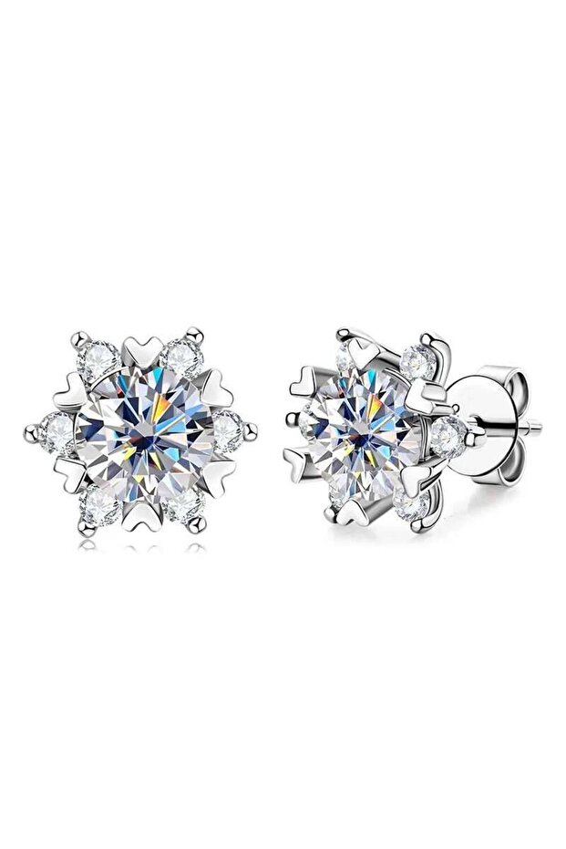 0.5ct TY 925 Sterling Silver Moissanite Women's Stud Earrings 0.5/1CT Snowflake Stud Earrings VVS1 F