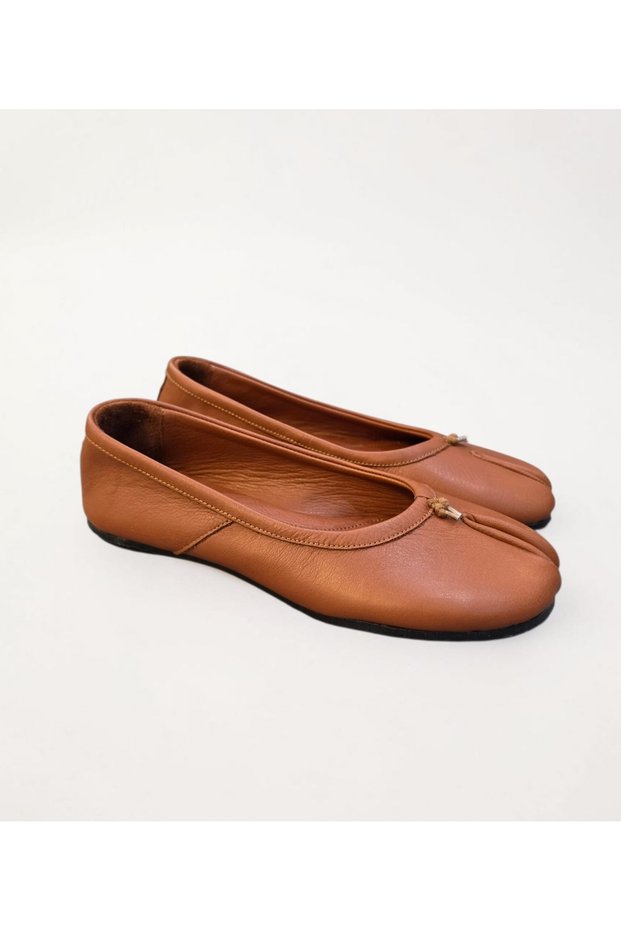 Women's Genuine Leather Flip-Flop Tabi Ballerinas – Non-Slip Sole (Full Fit)