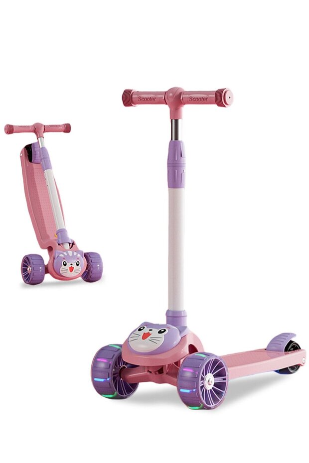 Kids Scooters, with Flashing Wheel and Adjustable Height Foldable Scooter for Children, for 1-6 Years Boys and Girls Indoor Outdoor
