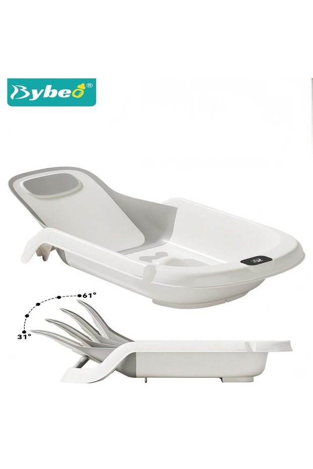 12PCS Baby Bath Tub, 25 Gears Height Adjustable Baby Bathing Seat, Bath Support Tub with Temperature Sensing + Shower Cap + Shower Cup + Duckling toys *4 + Ocean Balls *5, for Baby Boys and Girls 0-24