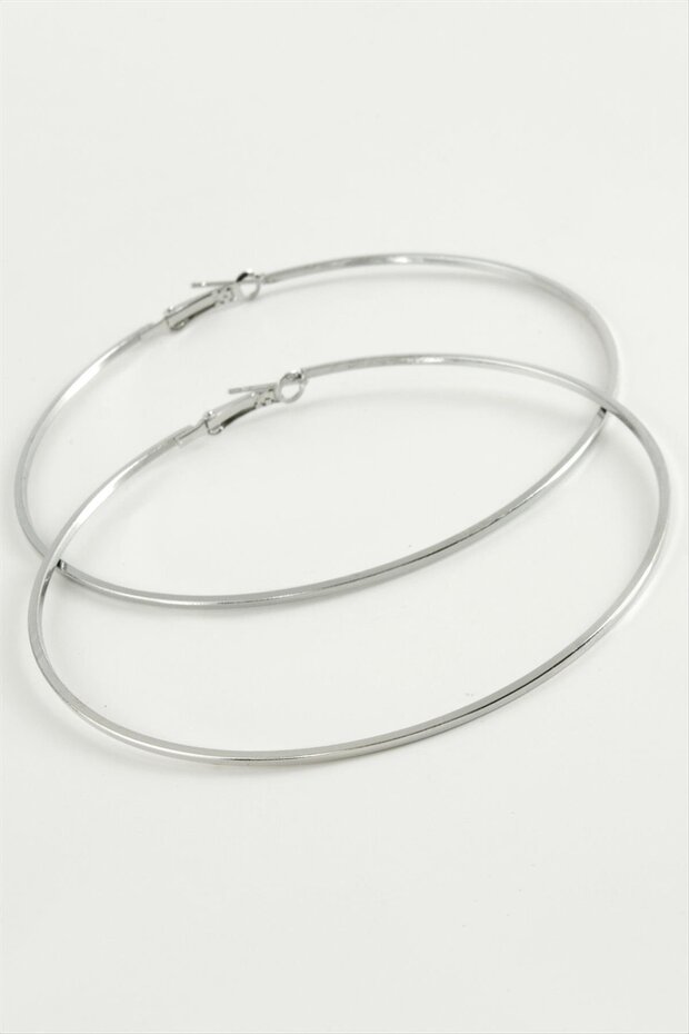 Nhr-Hlss Crushed Striped Metal Hoop Earrings 8-9-10 (131807) Cm-8 cm