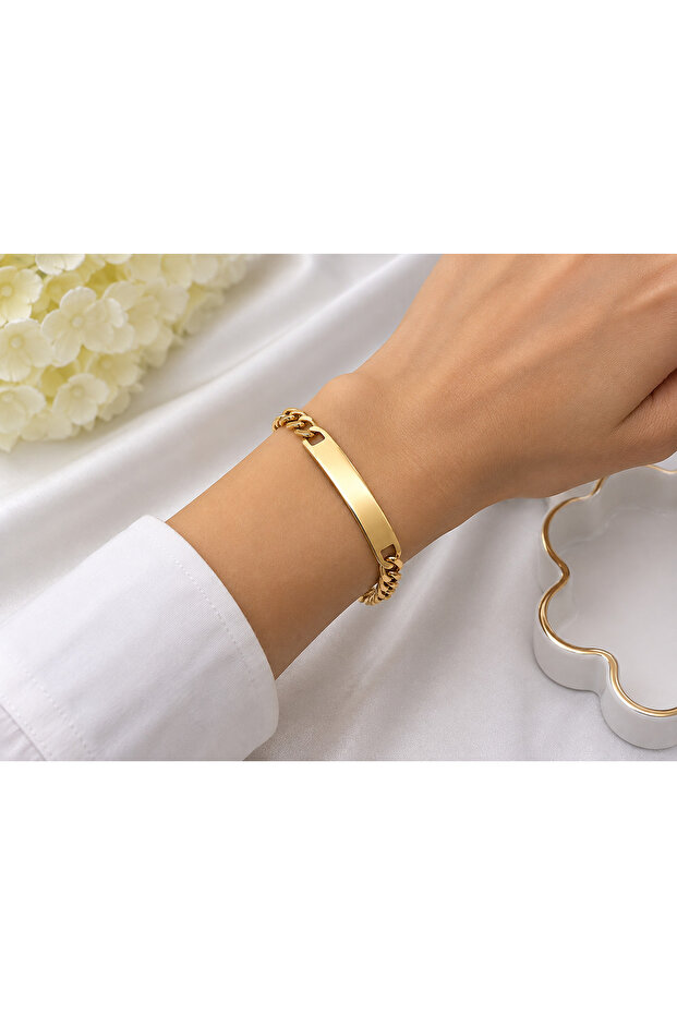 316L Stainless Steel Gourmet Chain Plate Bracelet