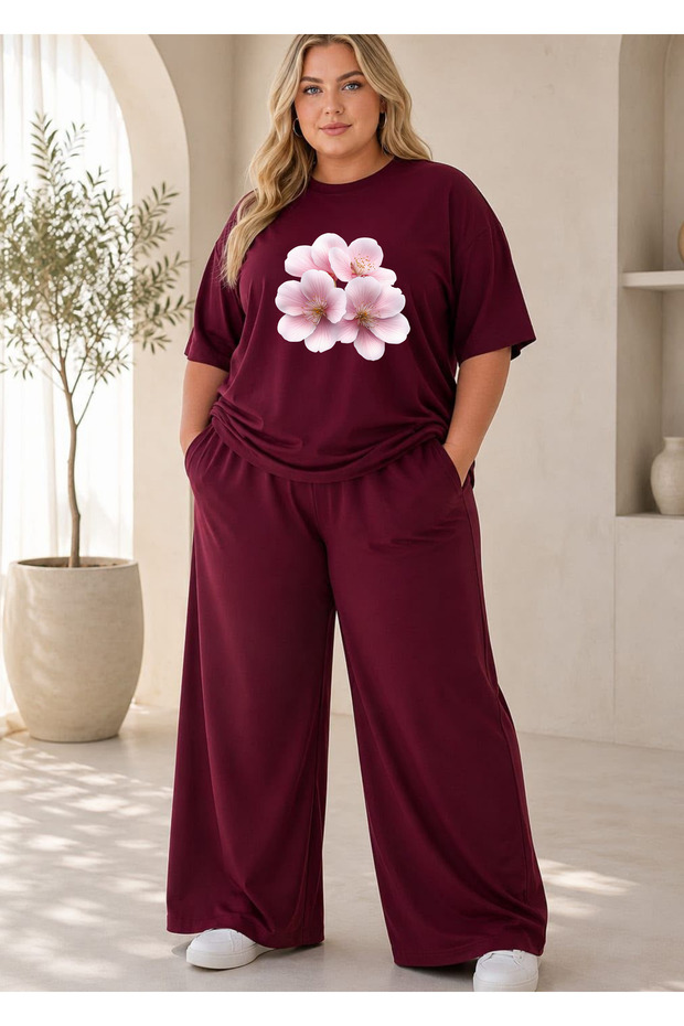 Women's Plus Size Premium Oversize Cotton 2-Piece Tracksuit Set Casual Comfortable Streetwear