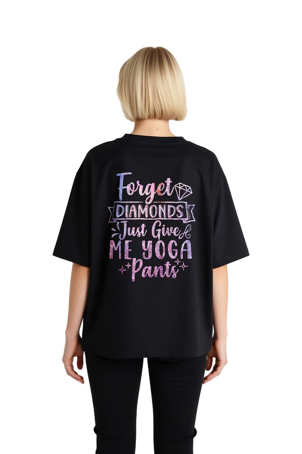 Stylish Phrase Printed Women's Oversize T-Shirt for Yoga Enthusiasts