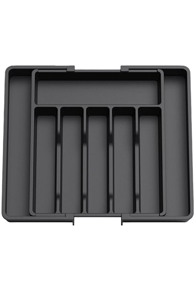 Adjustable black cutlery storage box