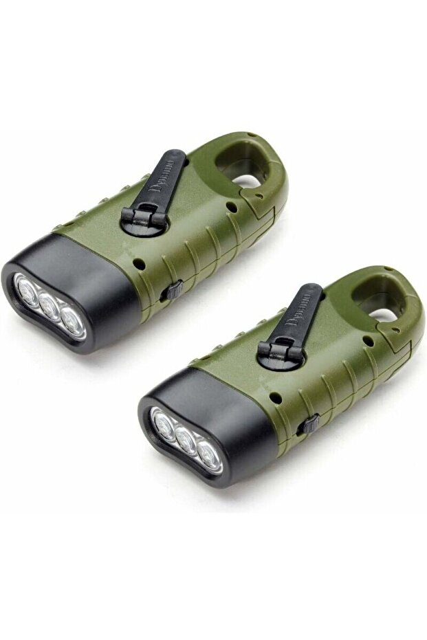 2 solar rechargeable emergency flashlights green.