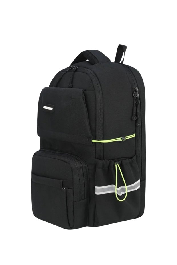 A+ Premium Quality 5 Compartment Black Water Repellent Water Bottle Compartment Sports Travel Middle School High School Daily School Backpack 641