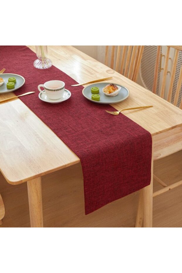 Home linen table runner, 30x180 cm, exquisite handmade coffee table runner - Bordeaux Red