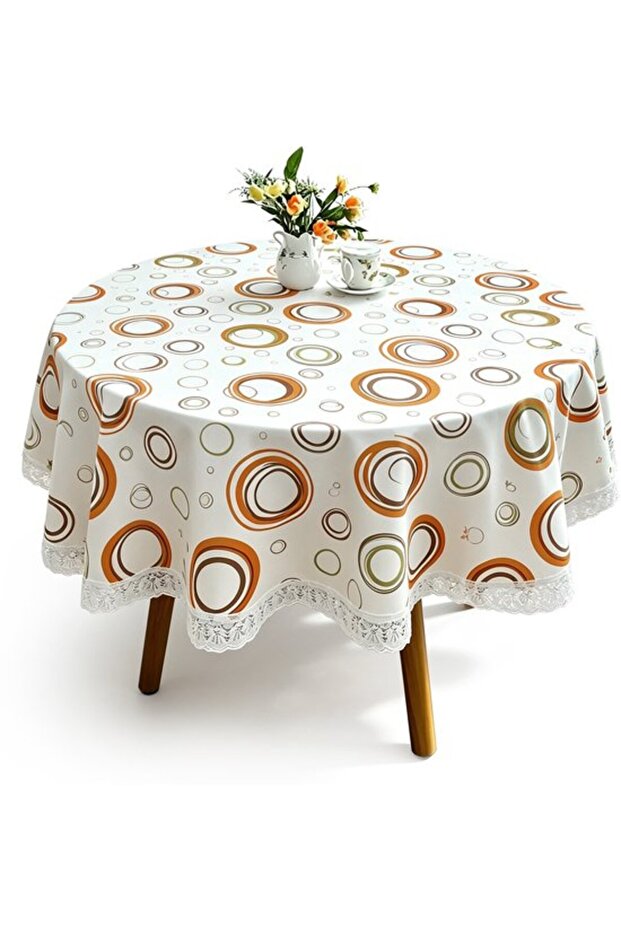 Round washable tablecloth – Waterproof round PVC tablecloth – Round plastic tablecloth – Round desktop protector – Ideal for kitc...