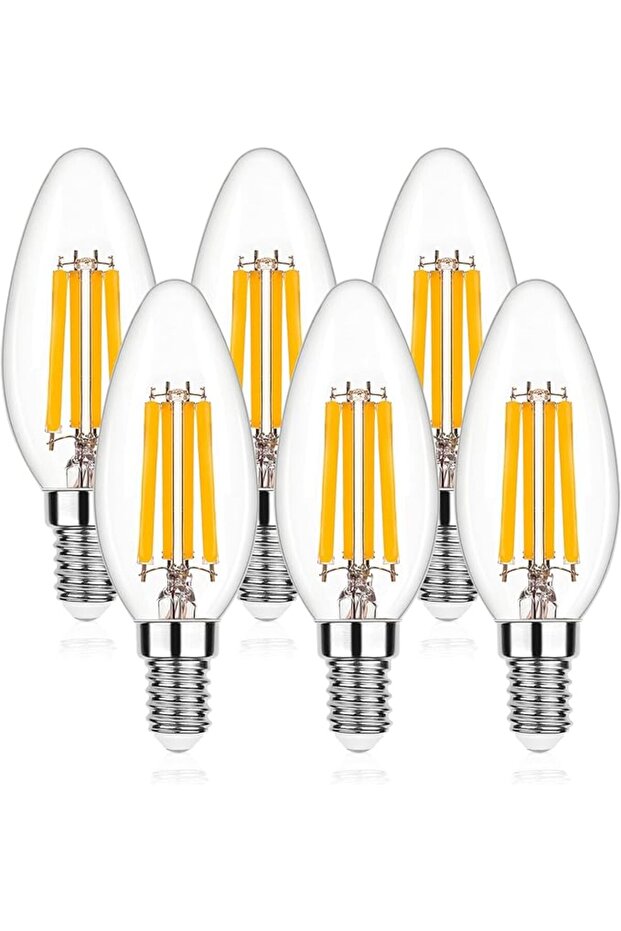 مصباح LED E14، مجموعة من 6 مصابيح شمعية C35، تعادل 40 واط، SES 4 واط، مصباح LED خيطي