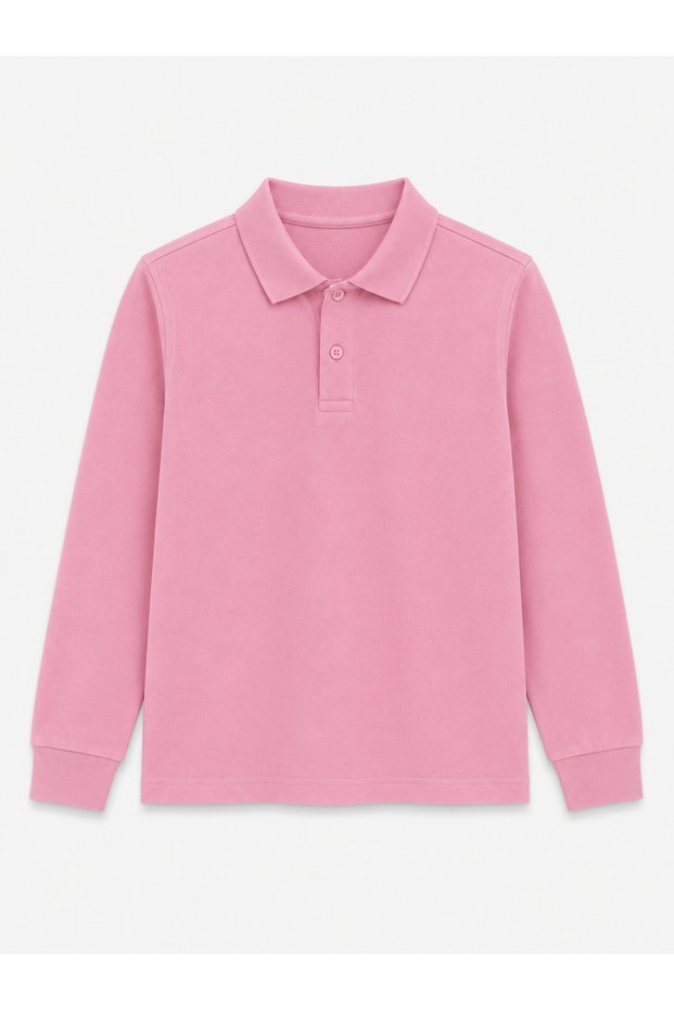 Pink Long Sleeve Polo Collar Lakos School T-Shirt R.O.Z.K.U.U.Lt.E.L.T.