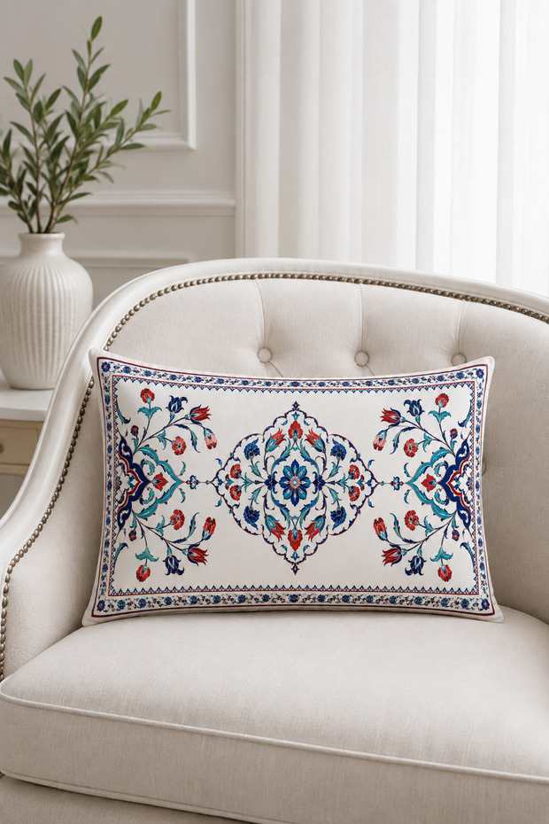 Iznik Tile 2-Piece Throw Pillow Cover 35X55 cm