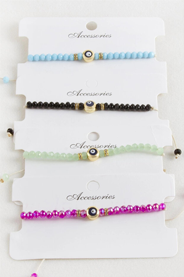 Nazar Crystal Macrame Rope Bracelet 6 mm