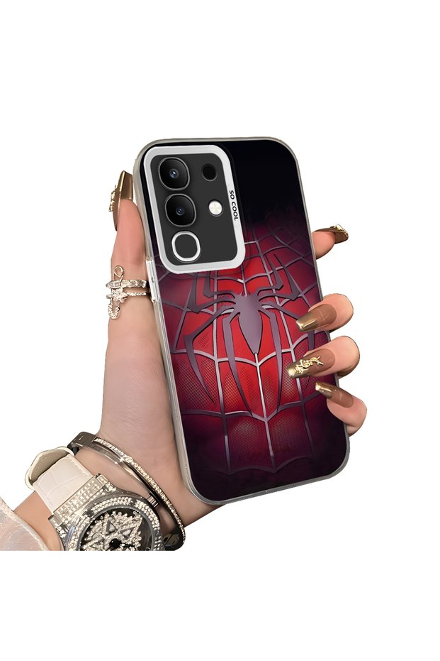 Vivo Y29 Compatible Silicone Edge Hard Back Case Couple Phone Case Spider Man Patterned