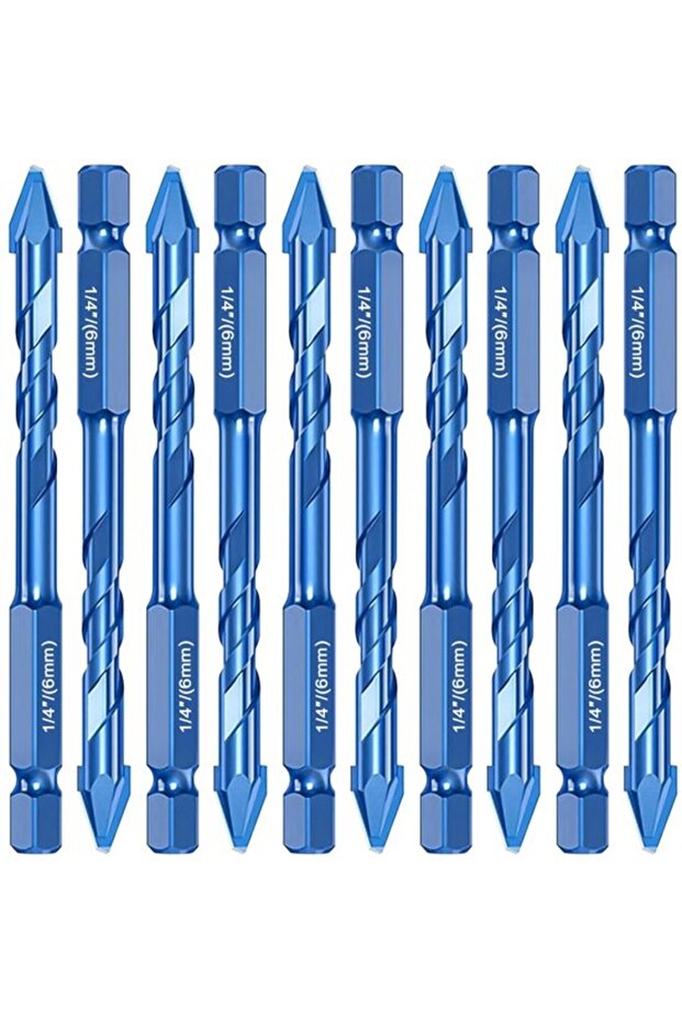 Eccentric twist drill 10pc 1/4" for glass/cement/granite.