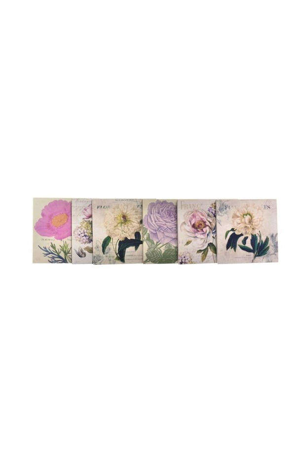 ® Decotown Set of 6 Floral Motif Patterned Wooden Coasters