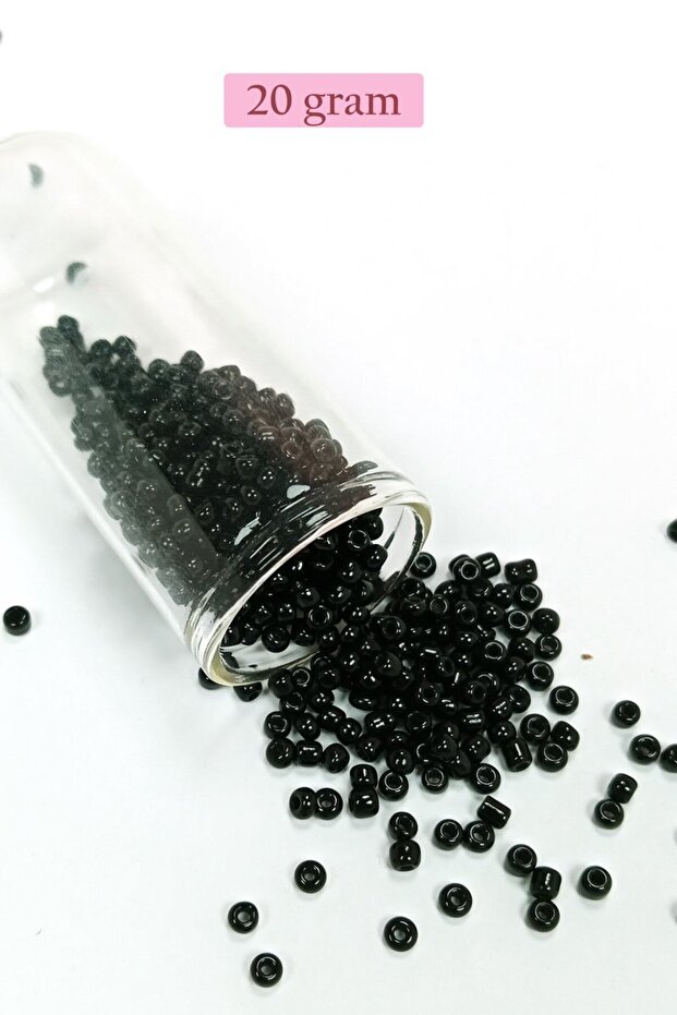 Cast glass sand beads (8/0) 3 mm - 20 grams - glossy black - bnc170