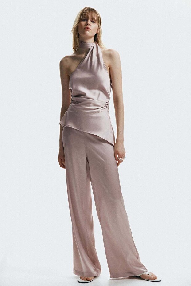 Wide satin trousers