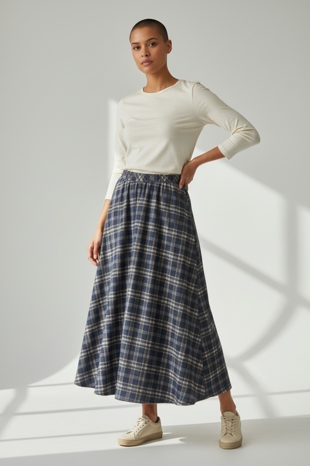 Plaid Patterned Bell Skirt