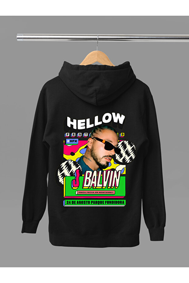 J Balwin Printed Cotton Long Sleeved 3-Yarn Hooded Sweatshirt