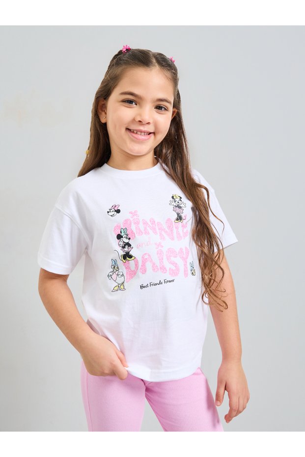 Girls White Minnie and Daisy Graphic Cotton T-Shirt