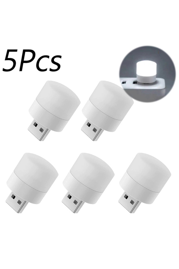 5pcs White 1/10Pcs Mini USB Night Light Warm White Eye Protection Book Reading Light USB Plug Comput