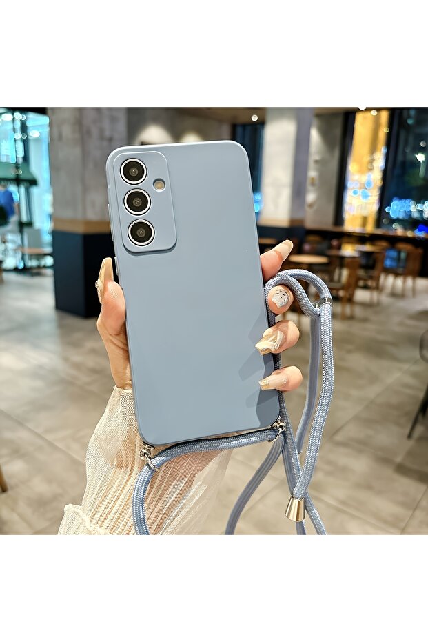 Galaxy S23 blue Best-selling metal buckle matte solid color crossbody strap phone case for SamsungS2