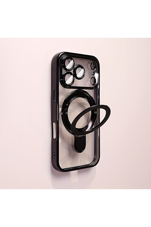 iPhone17 Pro Max black Transparent Plating Wireless Charging Magnetic Case for iPhone 18 17 16 15 14