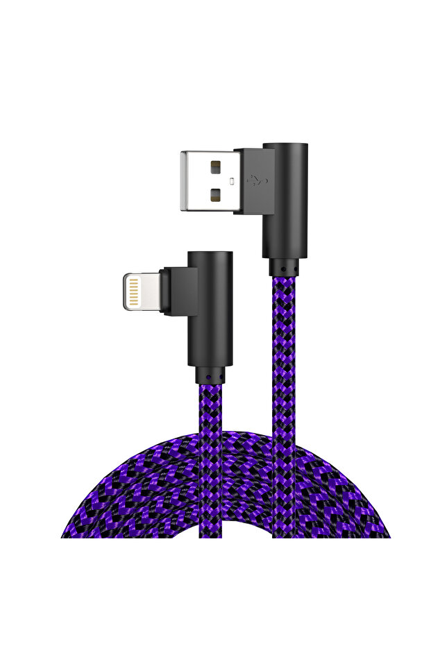 Lightning to USB-A 2.5-3m PURPLE ANSEIP 3Pack iPhone Charger Cord Lightning Cable 10ft Long Nylon Br