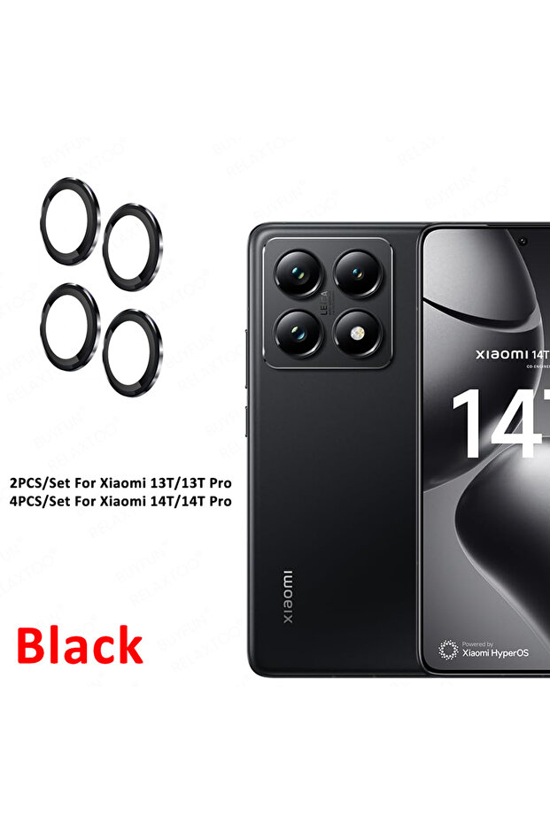 For Xiaomi 14T 5G Black For 14T Pro Metal Camera Protector Ring Xiomi 13T Mi 14TPro 13TPro 14T 5G A