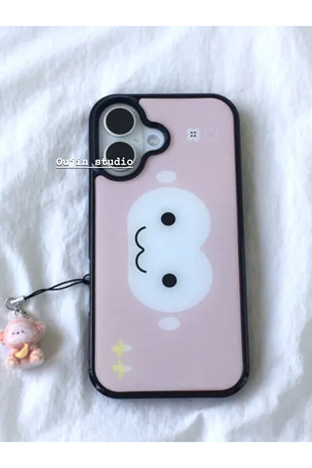 iPhone 15 only case-Pink Pink Korean Ins Monkey Cartoon Face Print Phone Case For iPhone 17 Air 16 1
