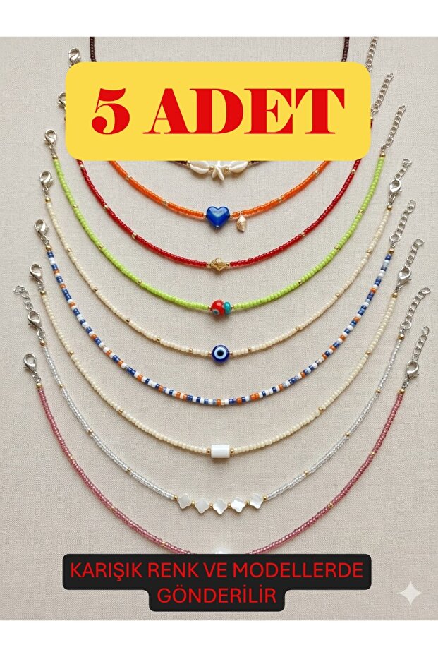 A Quality Handmade 5-Piece Advantageous Package Special Design Mixed Sand Bead Women's Necklace Set