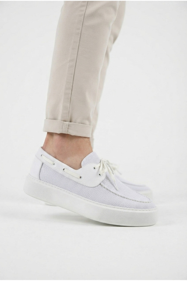 Zrc2602 - Premium Knitwear Men's Lace-Up Loafer White