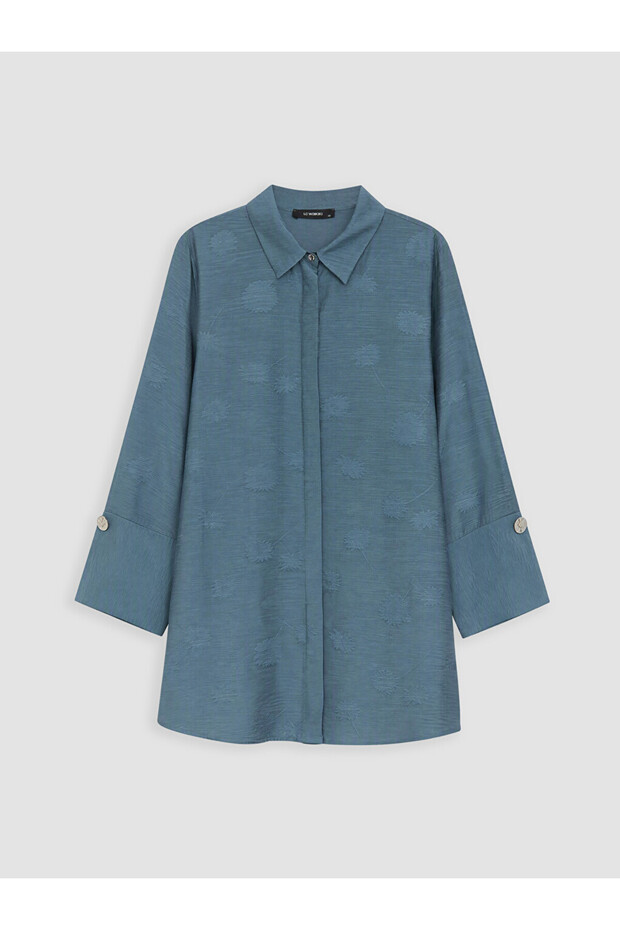 Petrol Patterned Oversize Women's Shirt Tunic