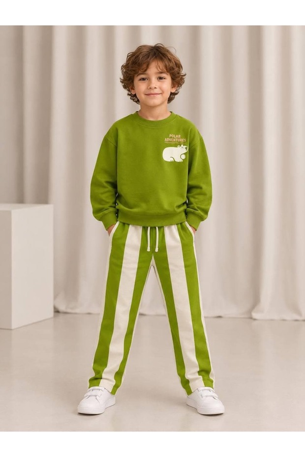 Boys' Bear Printed 2-Ply Cotton 3-10 Years Old 2-Piece Set