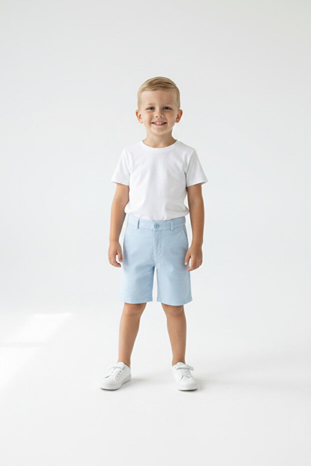 Boy's Light Gray Linen Shorts