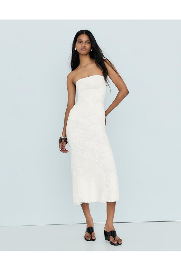 Allbucks Bersh*Ka Strapless Rustic Midi Dress Abbrs00017