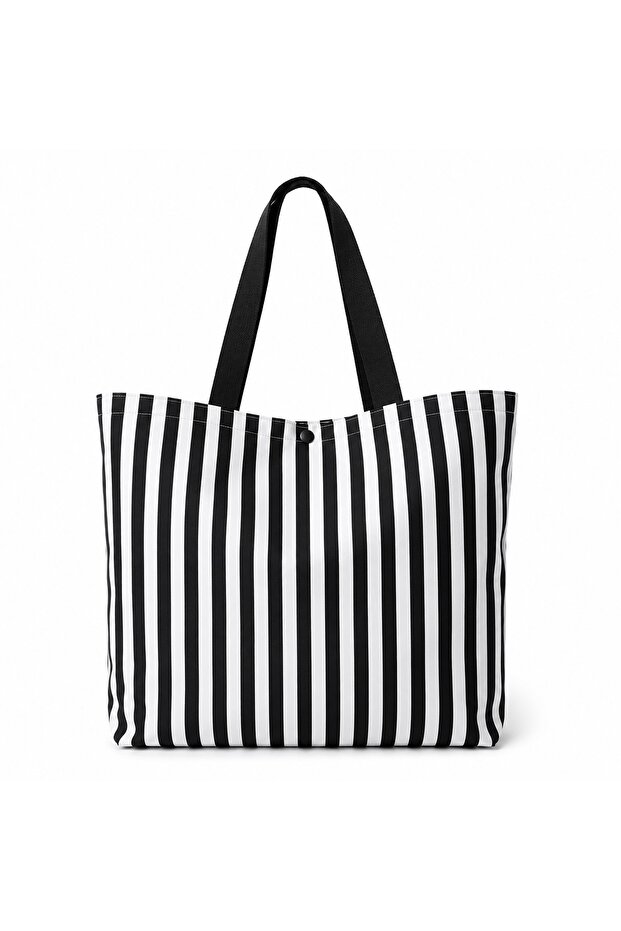 Multi-Purpose Stylish Striped Black Cloth Bag – Daily Use