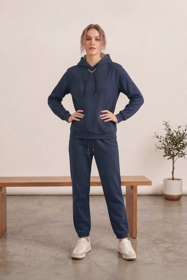 Women's 3 Threaded Yarn Hooded Sweatshirt and Jogger Bottoms Set Premium Hooded Sweatshirt and Jogger Bottoms Set Laci