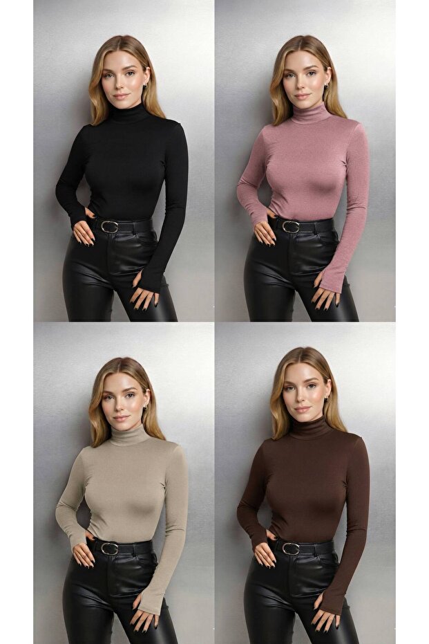 Round Neck Women's Long Sleeve Stretch Fabric Bodysuit with Toes