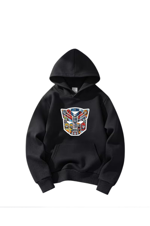 Oversize Hooded Transformers Printed Sweatshirt for Boys